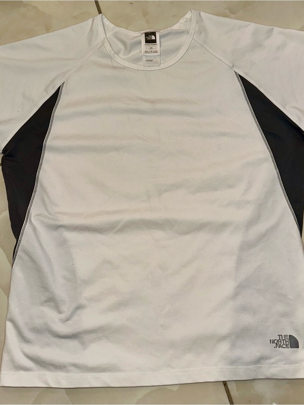 The North Face White Performance Tee with Black Side Panels